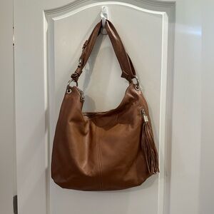 Umberto REAL LEATHER MADE IN ITALY Classic Brown Leather Hobo Bag